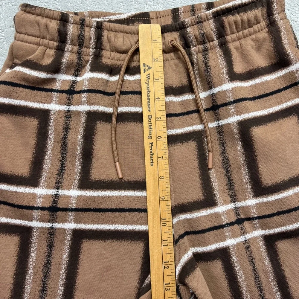 Jordan Mens Essential Fleece Sweatpants Size Small Brown Plaid Checkered Joggers